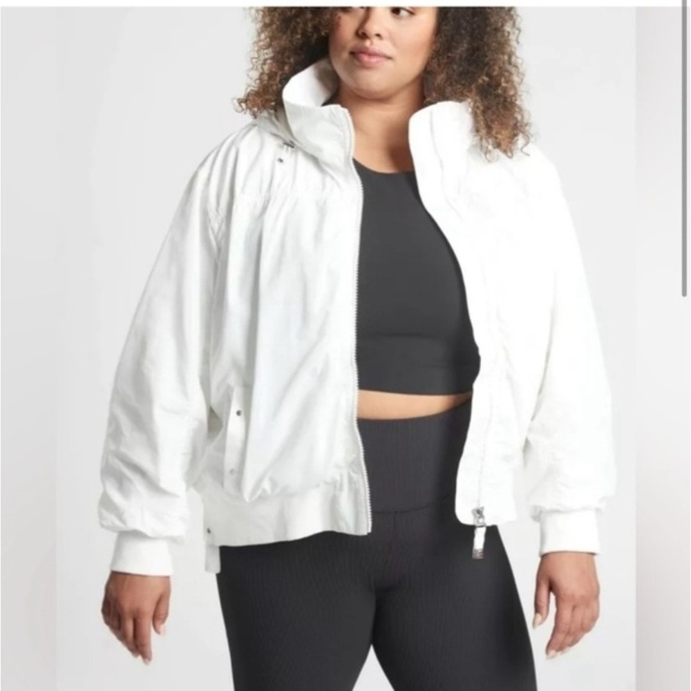 Athleta Jacket Womens Medium Hood White Point Reyes Bomber‎ Outdoor Active Coat